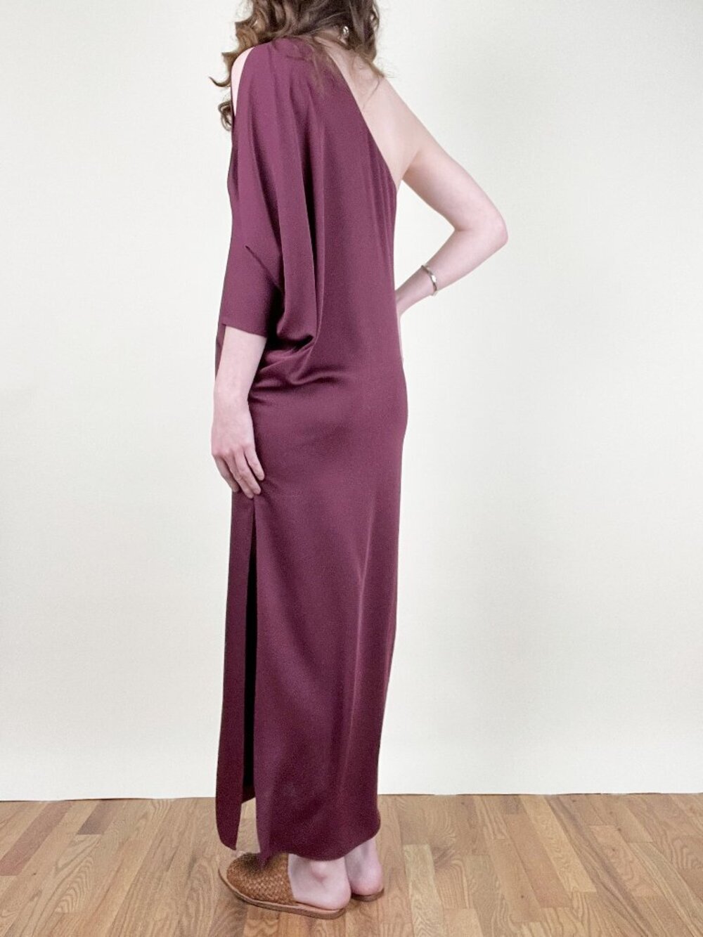 BCBGMAXAZRIA Venetian Rose Cascading One Shoulder Gown Maxi Dress Greek Goddess - Picture 7 of 14